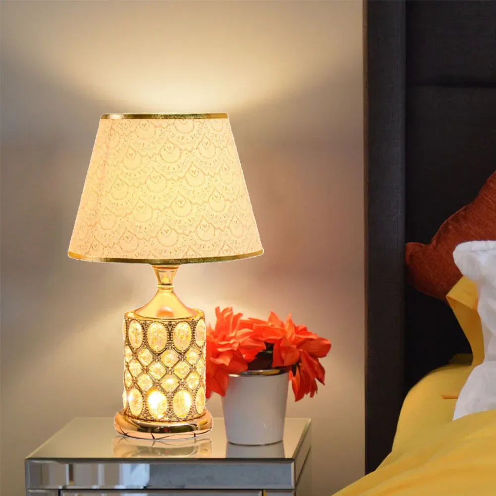 European Luxury Crystal Table Lamp - Warm and Romantic Bedroom Nightstand Decoration Light