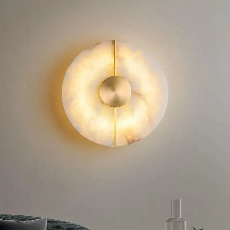 Nordic Modern Creative Marble Wall Lamp - Gold Copper Accents and LED Sconce for Stylish Living Room and Bedroom Decoration