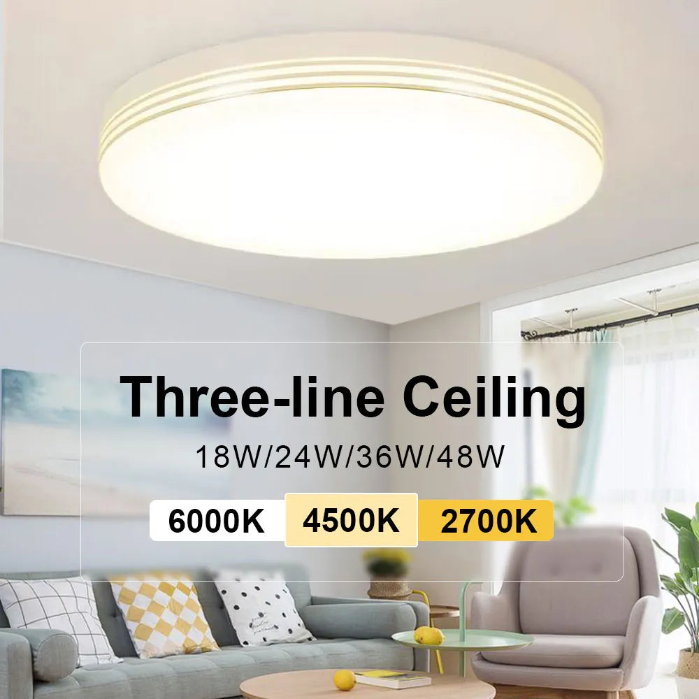 Modern LED Ceiling Lamp - Round/Square Ceiling Lights in Various Wattages - Perfect for Living Rooms and Bedrooms