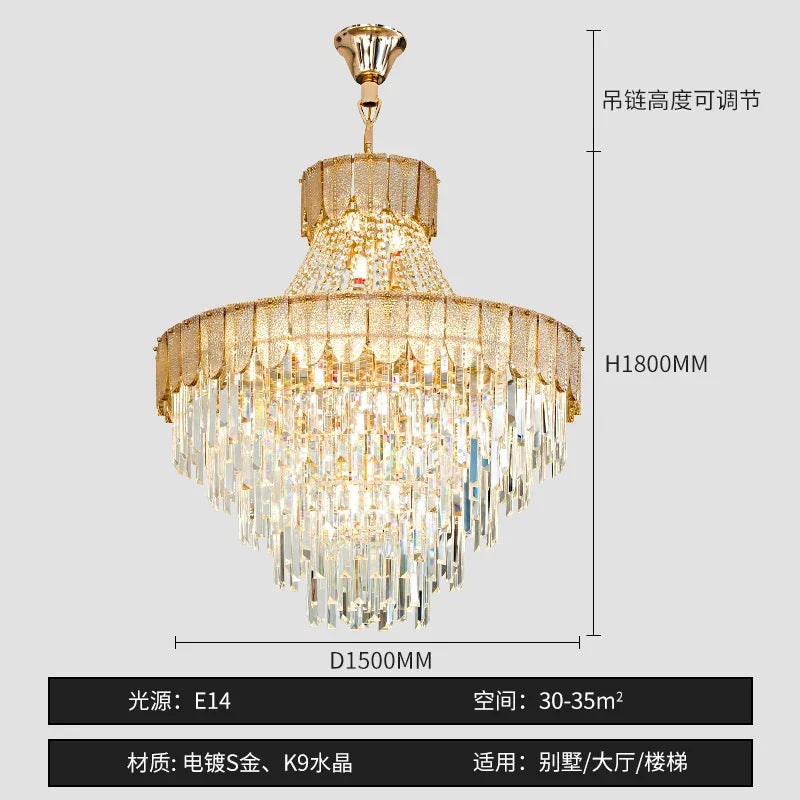 High-End Crystal Chandelier - Artistic Lighting for Living and Dining Spaces, Luxury Hotels, and Duplex Homes