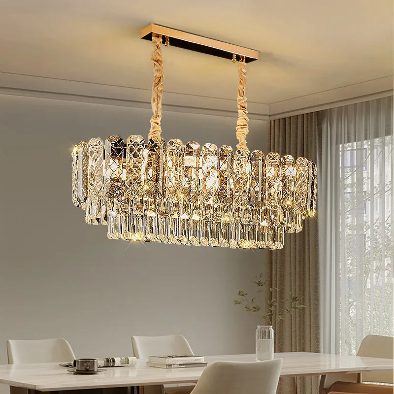 High-End Crystal Ceiling Lamp - Latest Light Luxury Design for Dining Rooms, an Exquisite Main Lamp Chandelier