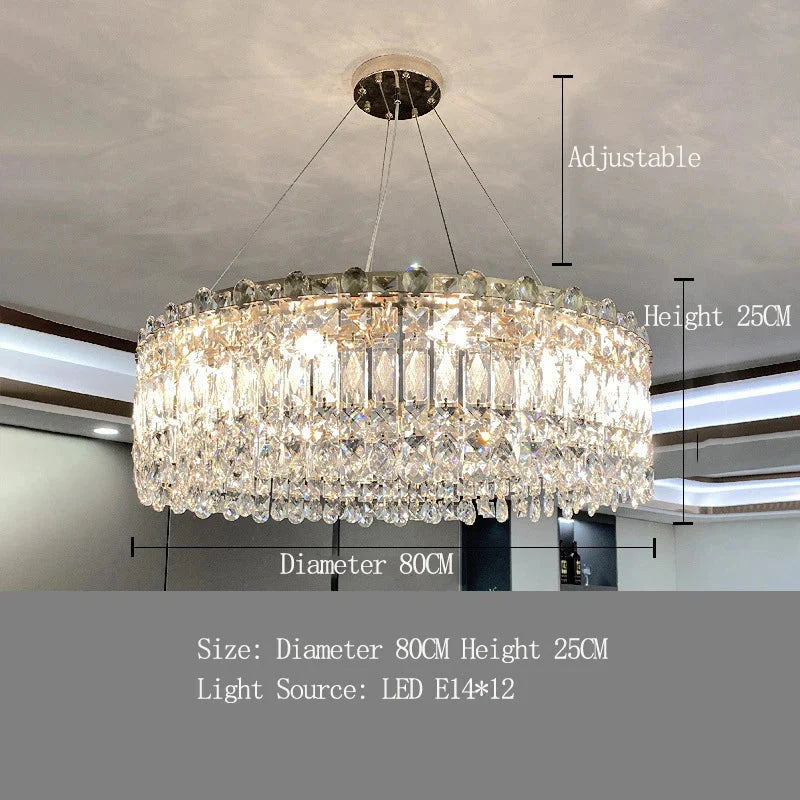 Elegant LED E14 Postmodern Gold Chandelier - A Ring Tassel Crystal Fixture for Dining Rooms, Adding Luminescent Luxury