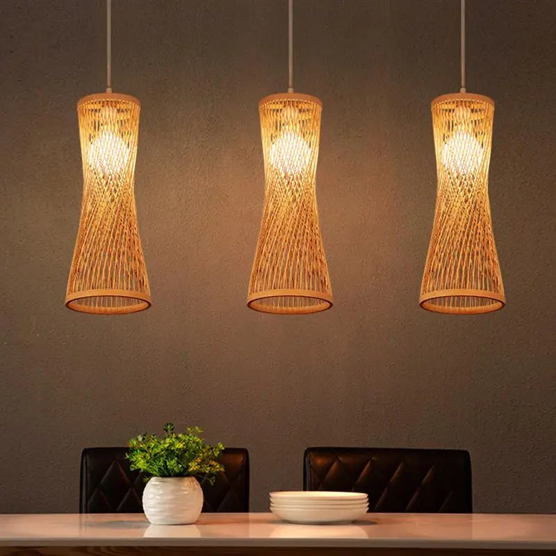 Asian-Inspired Rattan Woven Bamboo Chandelier - Artistic Ceiling Lamp for Home, Cafe, and Restaurant Decor