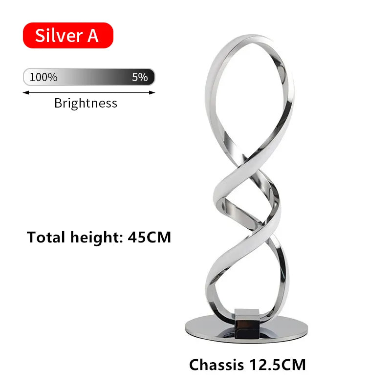 Modern Silver LED Table Lamp - Luxury Adjustable Brightness for Bedroom, Study, and Home Decoration