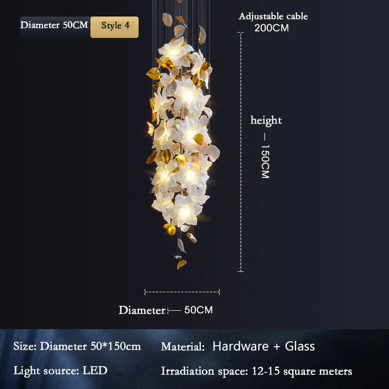 Dlight Decor Loft Crystal Ceiling Chandelier - Luxury Crystal Hanging Light for Staircases, Living Rooms, and Modern Villa Elegance