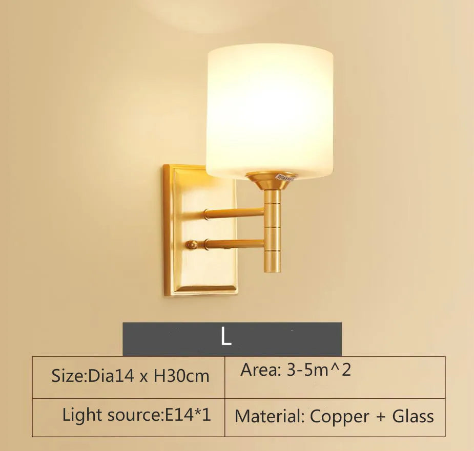 Eleanor - Full Copper American Wall Lamp Bedroom Bedside Lamp European Lighting Modern Simple Living Room Creative Corridor
