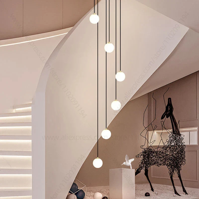 Elegant LED Staircase Chandelier - Illuminate Your Duplex Apartment with Modern Luxury
