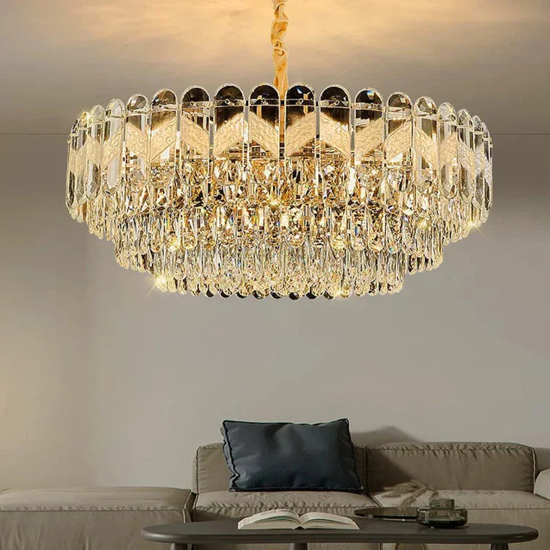 Modern Light Luxury Crystal Chandelier - Gold Finish for Dining and Living Rooms with Free Shipping