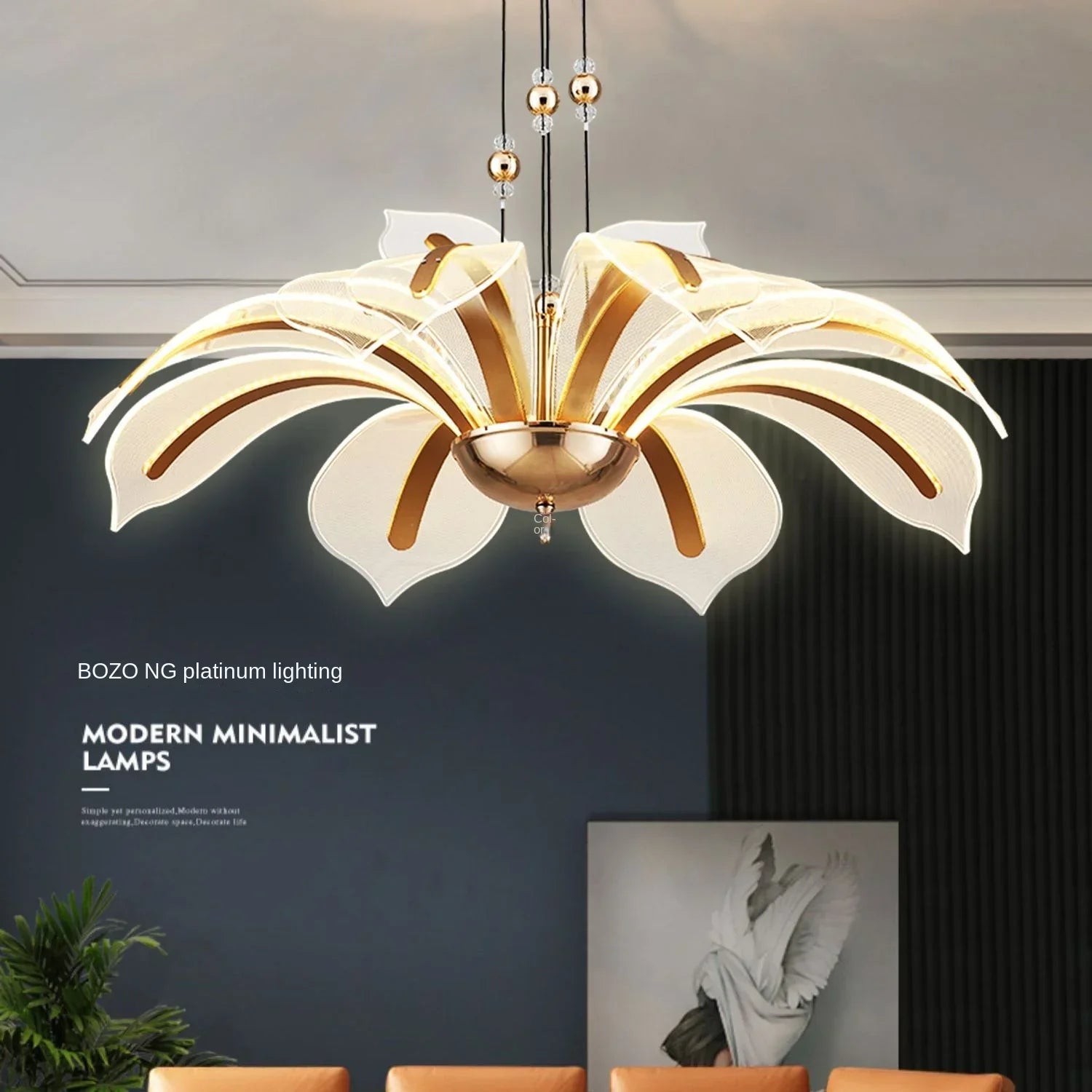 Modern LED Night Primrose Petals Ceiling Chandelier - Minimalist Elegance for Living, Dining, and Bedrooms