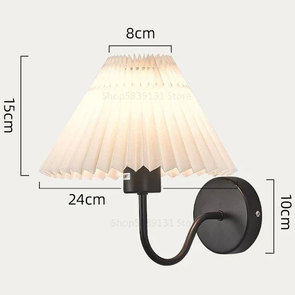 Modern LED Wall Lamp with Metal Curved Pleated Lampshade - Nordic Room Decor for Living Room, Aisle, and Background Wall Lighting