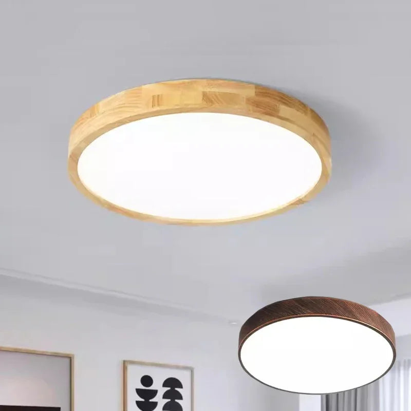 LED Ultra-thin Ceiling Lamp - Nordic Wooden Decorative Lamp - Perfect for Bedroom, Living Rooms, Balcony, and Corridor - Modern Iron and Acrylic Lighting Fixture