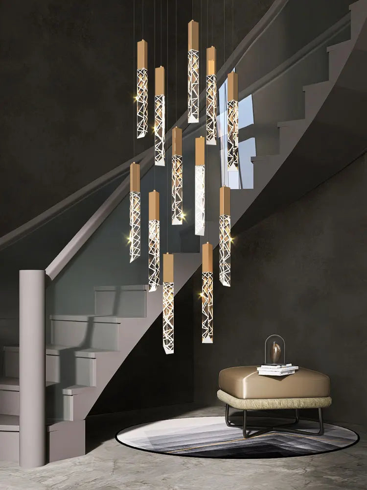 LED Modern Staircase Chandelier - Creative Lighting for Duplex Loft and Villas