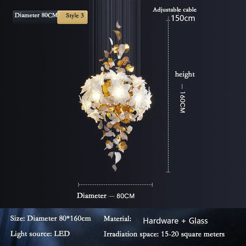 Dlight Decor Loft Crystal Ceiling Chandelier - Luxury Crystal Hanging Light for Staircases, Living Rooms, and Modern Villa Elegance