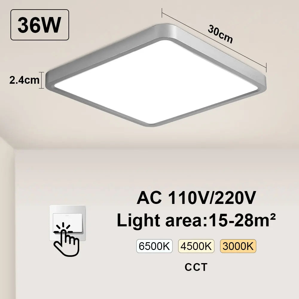 Smart LED Ceiling Lamp - 20-inch Ultra-Thin Lighting Fixture for Living Room, Bedroom, and Balcony