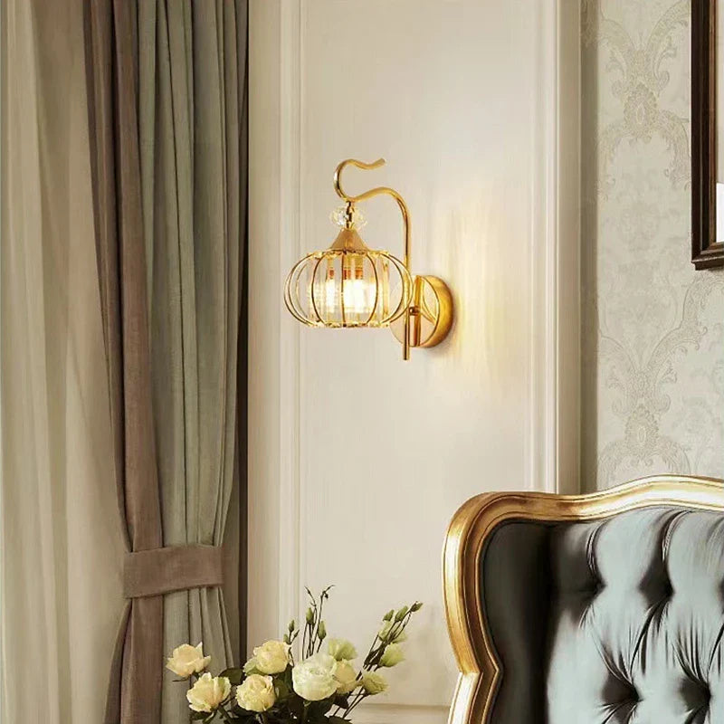 Modern Luxury Gold Wall Lamp - Nordic Creative Crystal Sconce for Living Room, Hallway, Bedside, and Indoor Decoration with Metal LED Wall Light