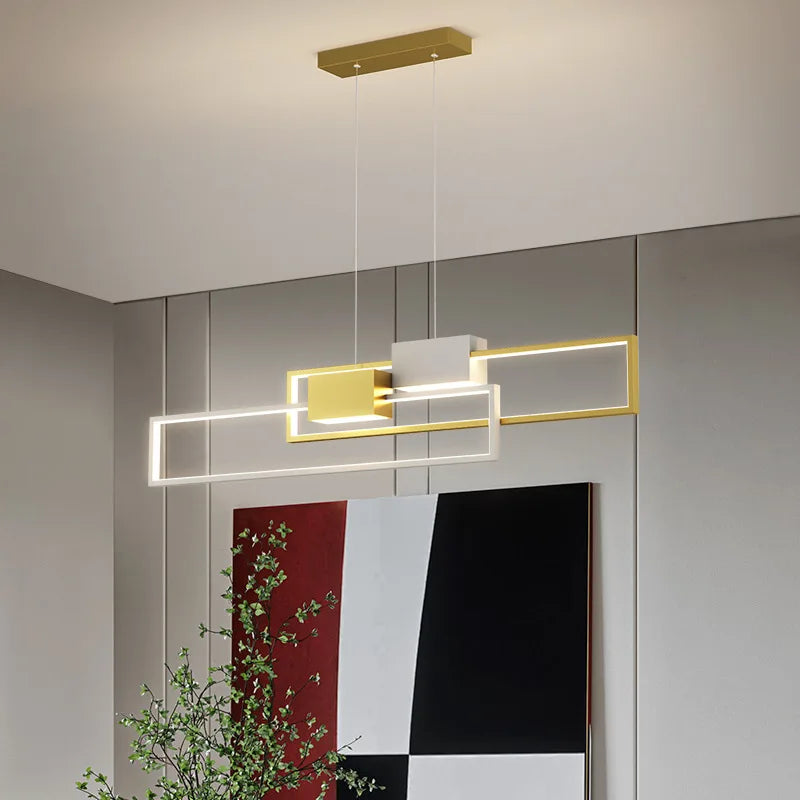 Sleek LED Rectangular Pendant Lights - Contemporary Lighting for Living, Dining, Kitchen, and More
