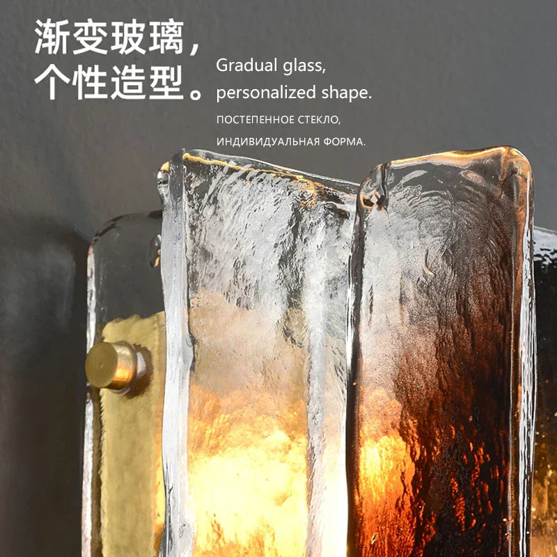 Copper Stained Glass Wall Lamp - Modern Luxury Lighting for Living Rooms, Bedrooms, and TV Walls with Nordic Simplicity