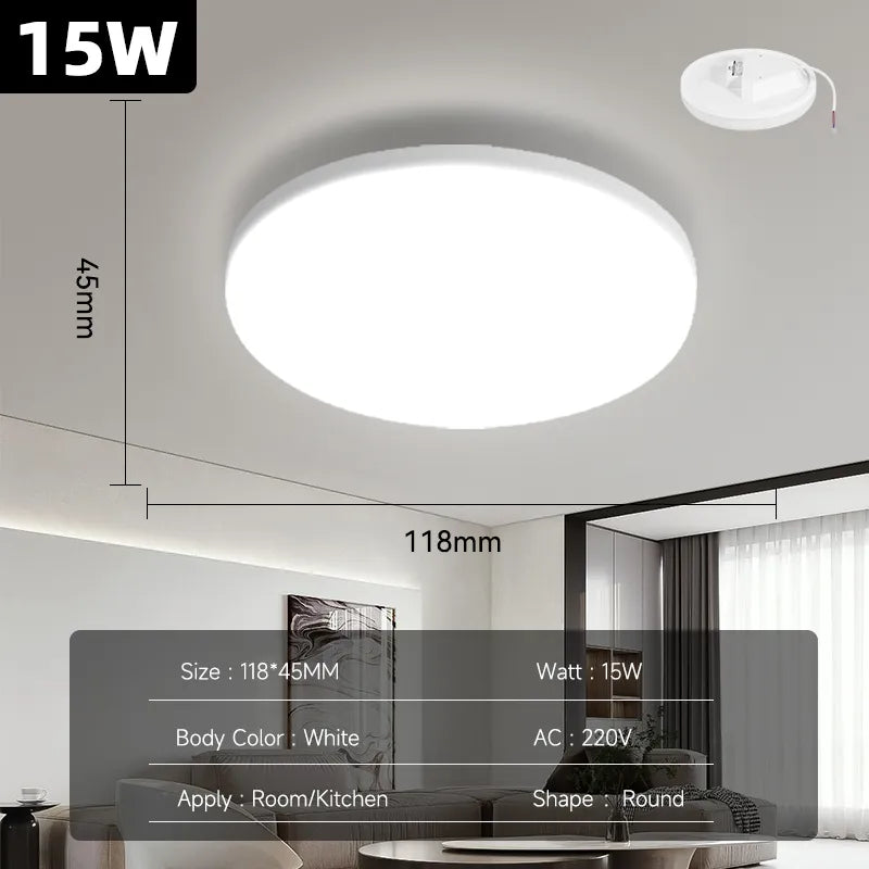 Round LED Ceiling Lights - Modern Ceiling Lamp for Living Room, Bedroom, Kitchen, Balcony, and Corridor - Available in 15W, 20W, 30W, and 50W