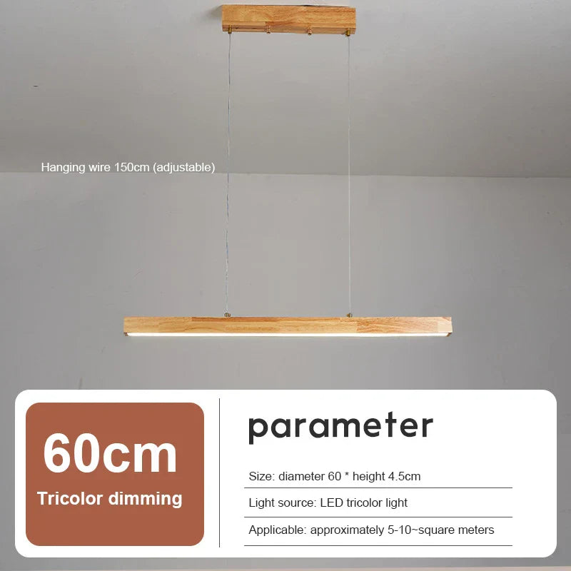 Sleek Wooden Dining Room Chandelier - Modern Minimalist Lighting for Dining Tables, Bars, and More