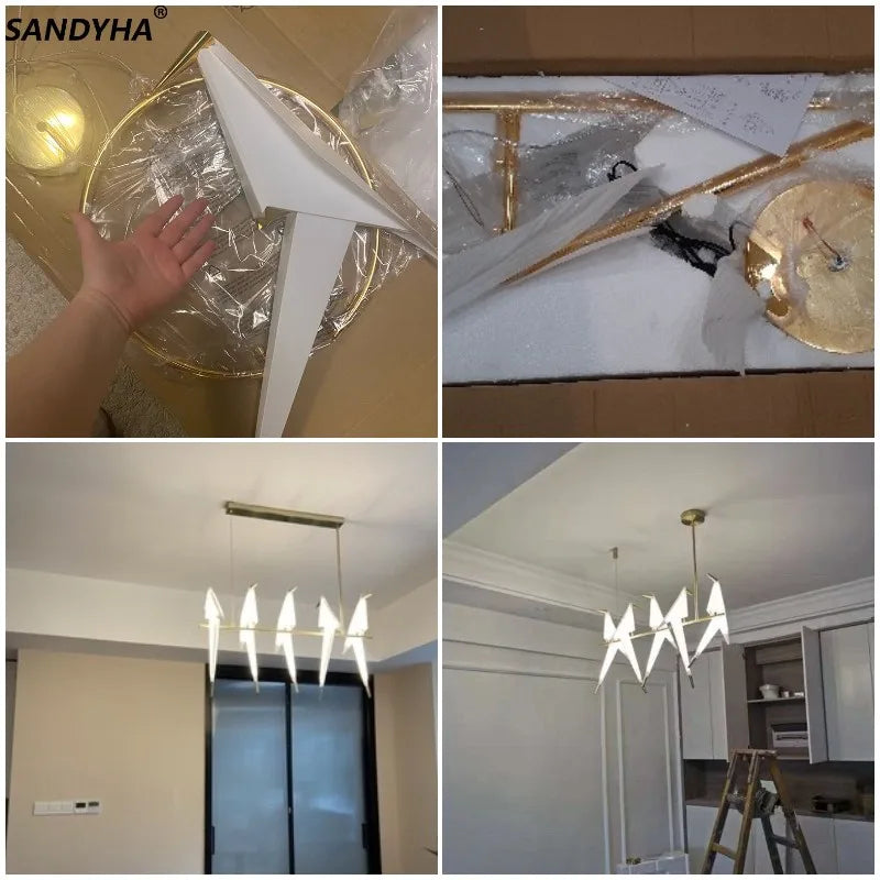 Modern Bird Cage Chandelier - Stylish Interior Decor Lighting Fixture for Living Room, Restaurant, and Bedroom