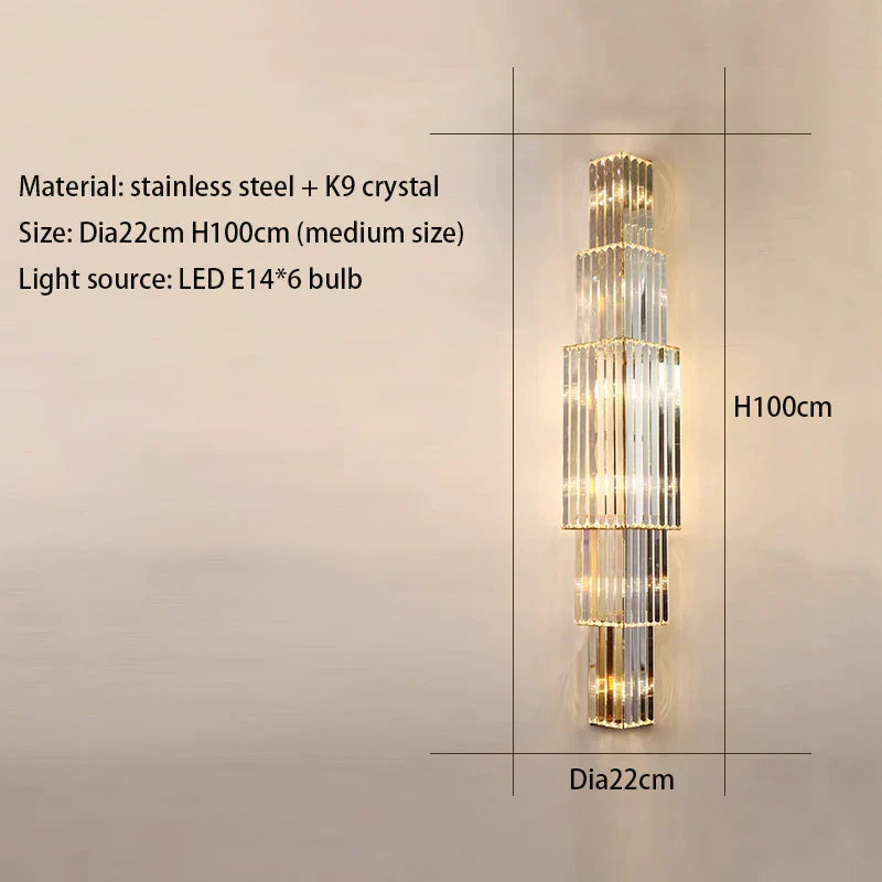 Victoria - Large Crystal Wall Light For Living Room Hall Bedroom Loft Indoor Home Hotel Villa Modern Gold Luxury Decor LED Sconce Fixtures