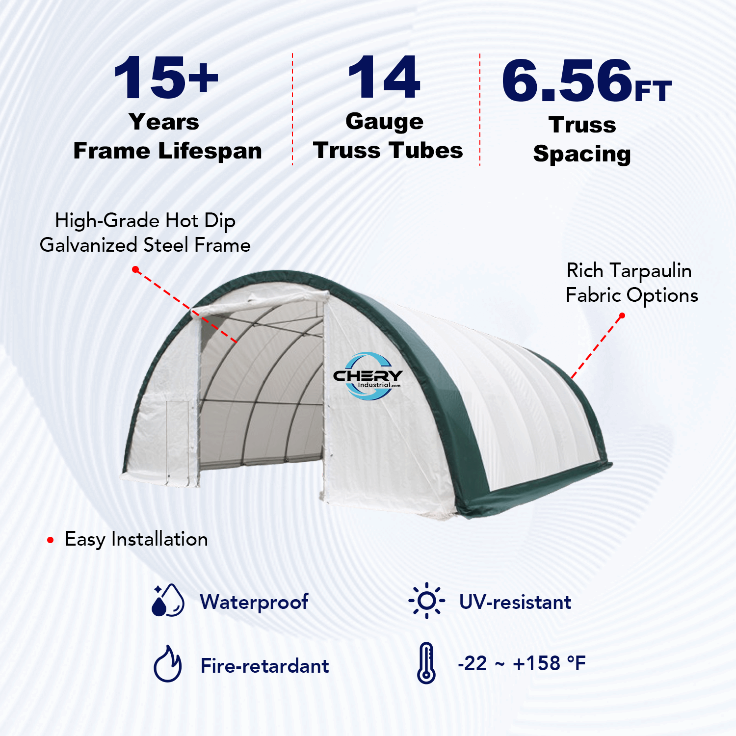 W30'xL85'xH15' Single Truss Arch Storage Shelter
