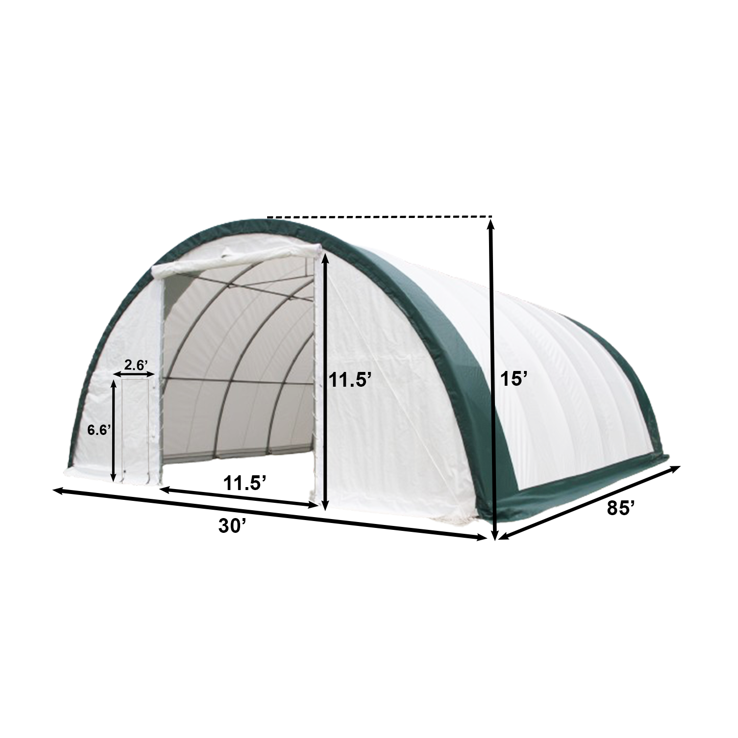 W30'xL85'xH15' Single Truss Arch Storage Shelter