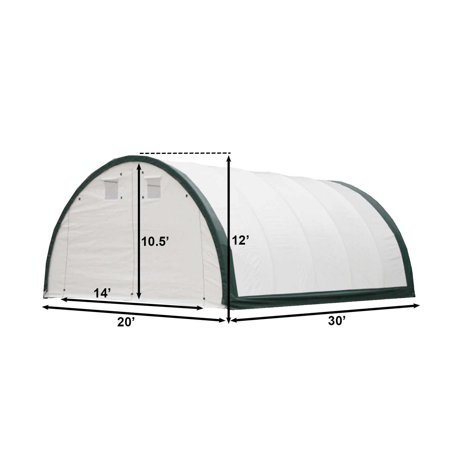 W20'xL30'xH12' Single Truss Arch Storage Shelter