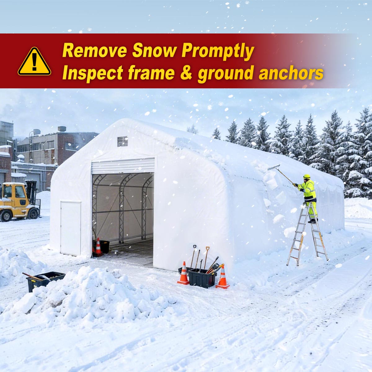 W50'xL100'xH23' Double Truss Storage Shelter