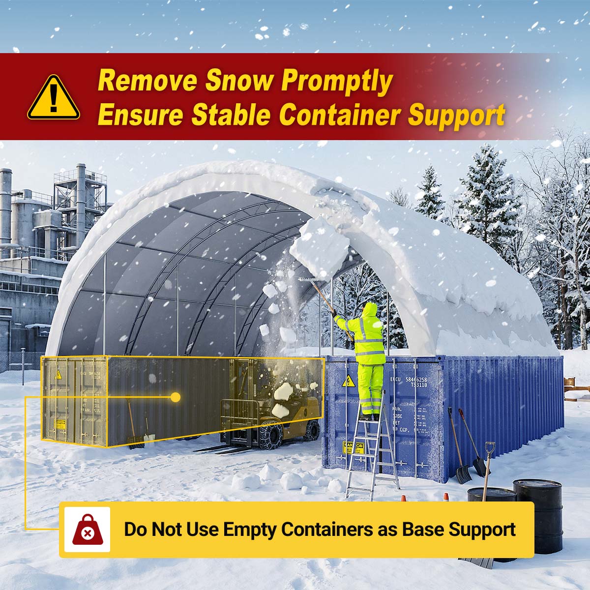 40'x40'x15' Double Truss Shipping Container Canopy Shelter, Outside