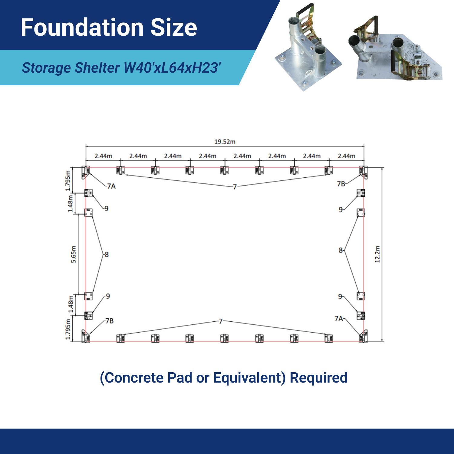 W40'xL64'xH23' Double Truss Storage Shelter