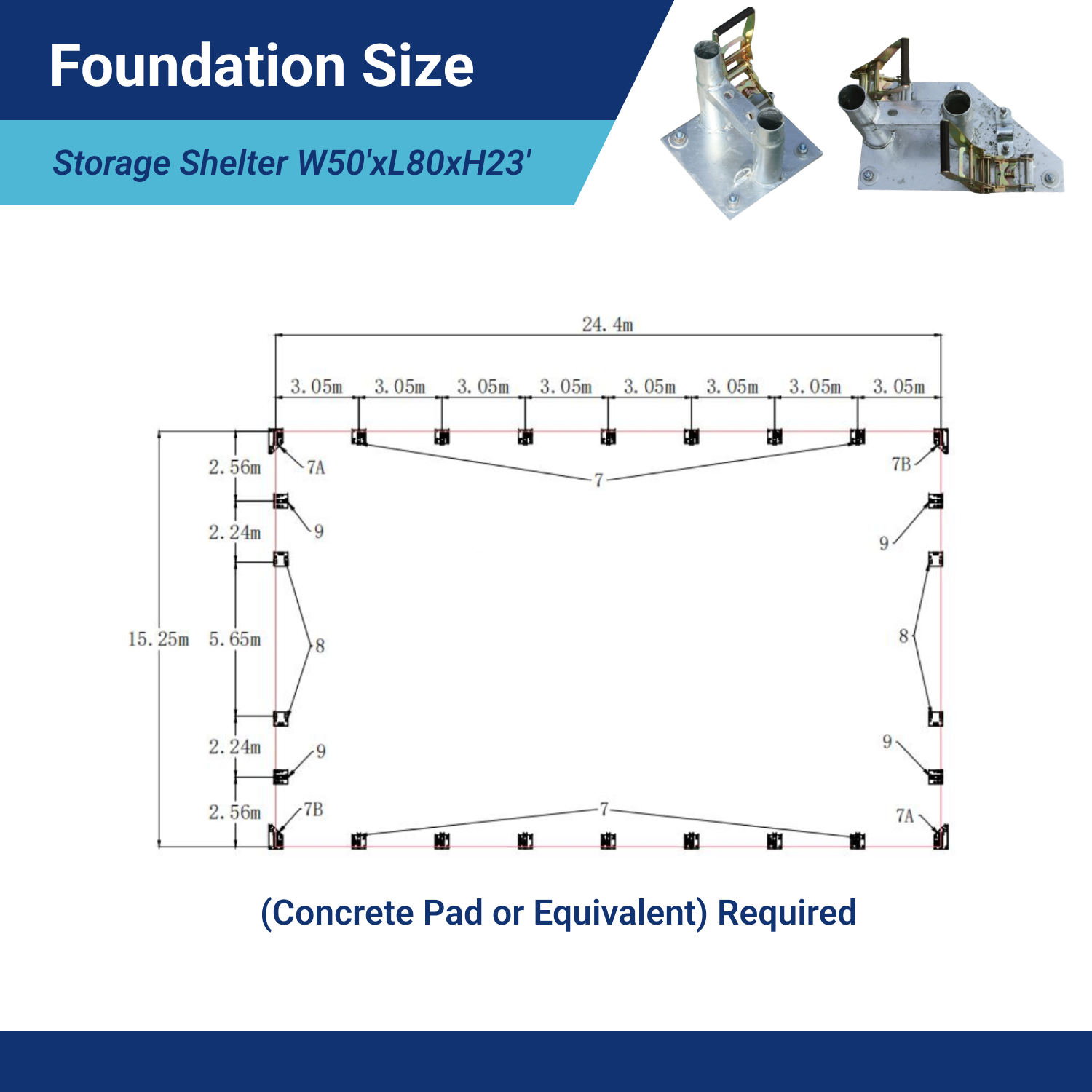 W50'xL80'xH23' Double Truss Storage Shelter