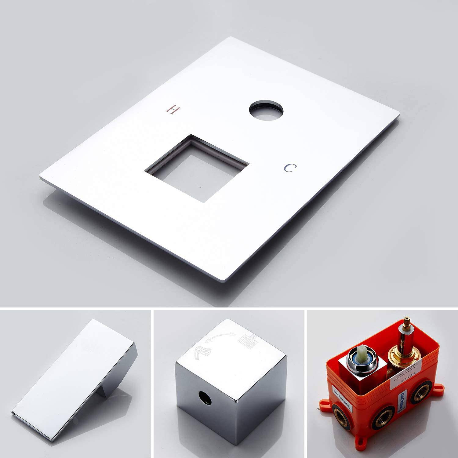 20'' or 24'' Ceiling-Mounted Chrome Rainfall Shower Faucet - Two-Way Functionality with Hand Shower & 3-Color LED System