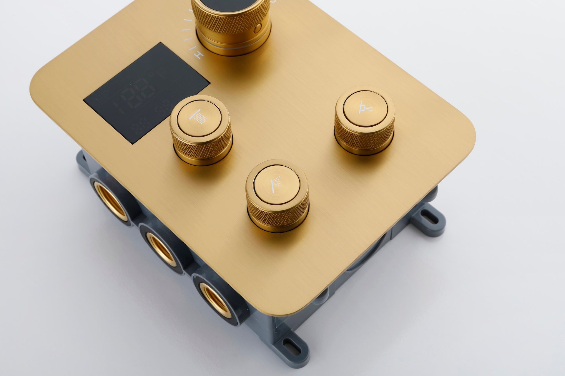 Brushed Gold Wall-Mounted 3-Way Thermostatic Shower System with Body Jets