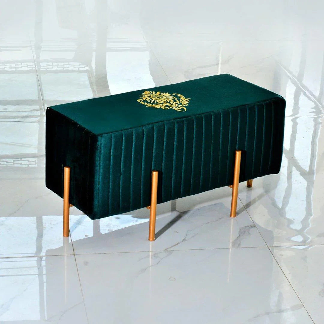 2 Seater Luxury Wooden Stool with Steel Stand – 521