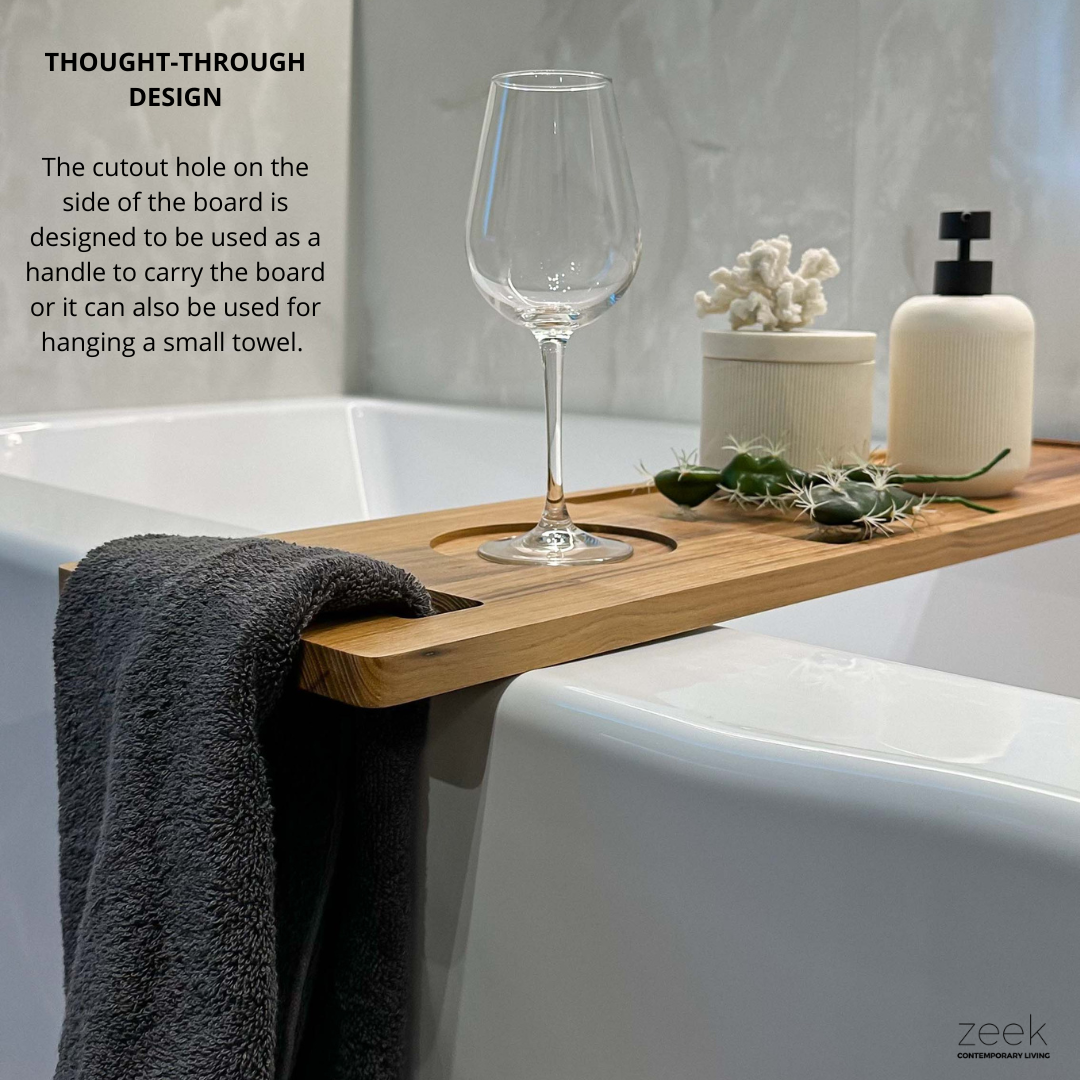 Zeek Natural Solid Wood Bathtub Tray Caddy ZBC3409