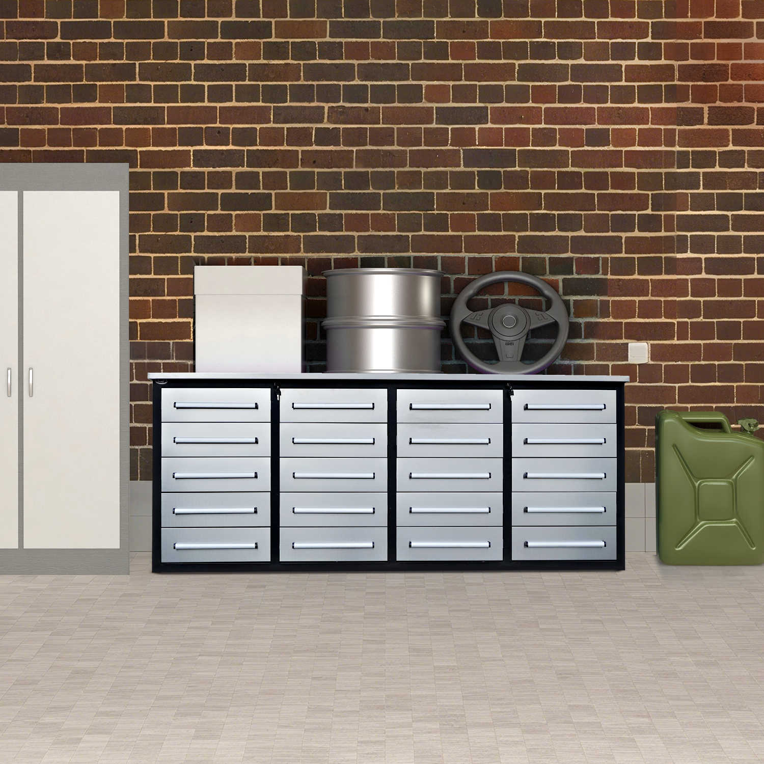 7ft Heavy Duty Garage Workbench Cabinet with 20 Drawers