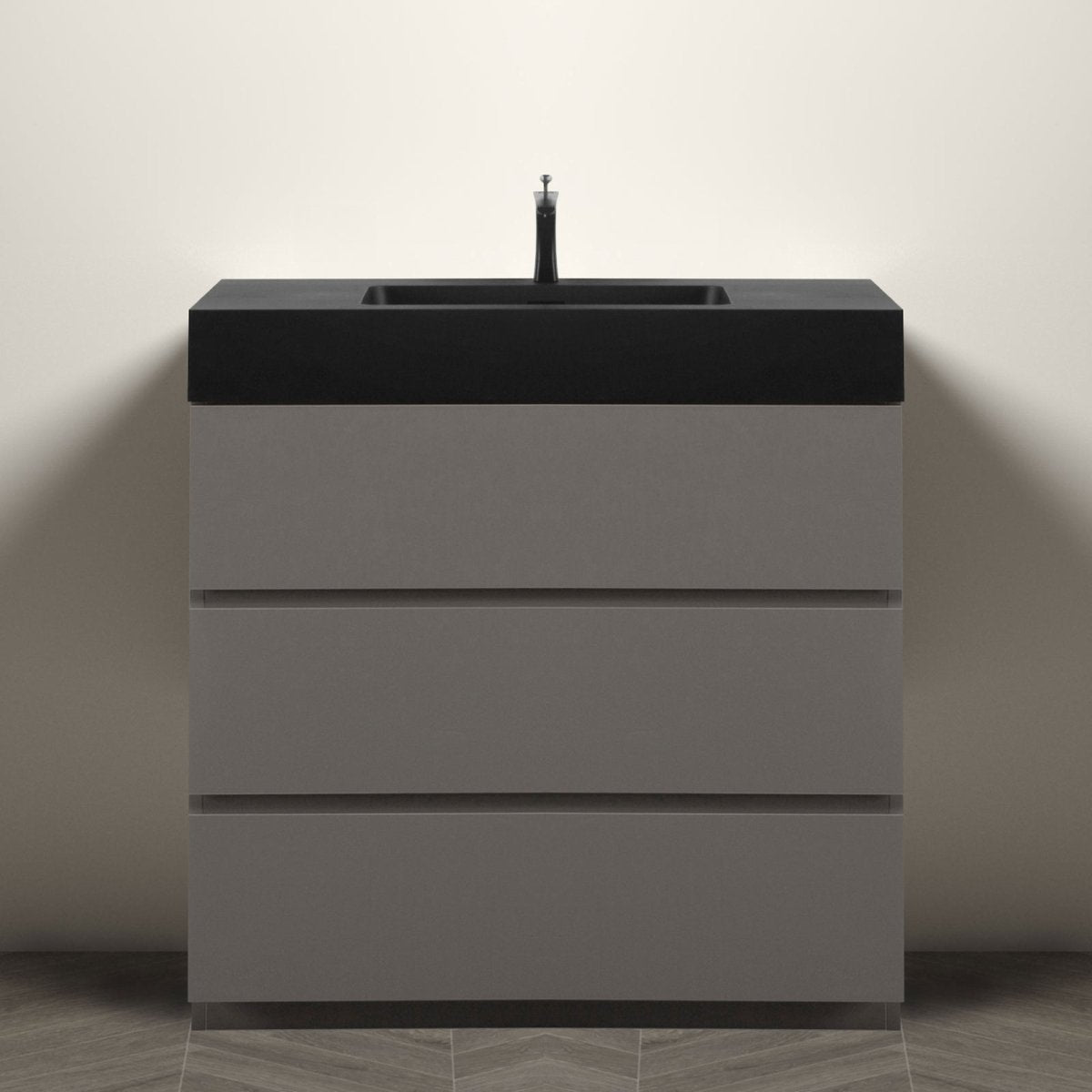 Nuvia 36 Inch Premium Modern Freestanding One-Piece Bathroom Vanity Set Without Drain And Faucet (SAK71364)