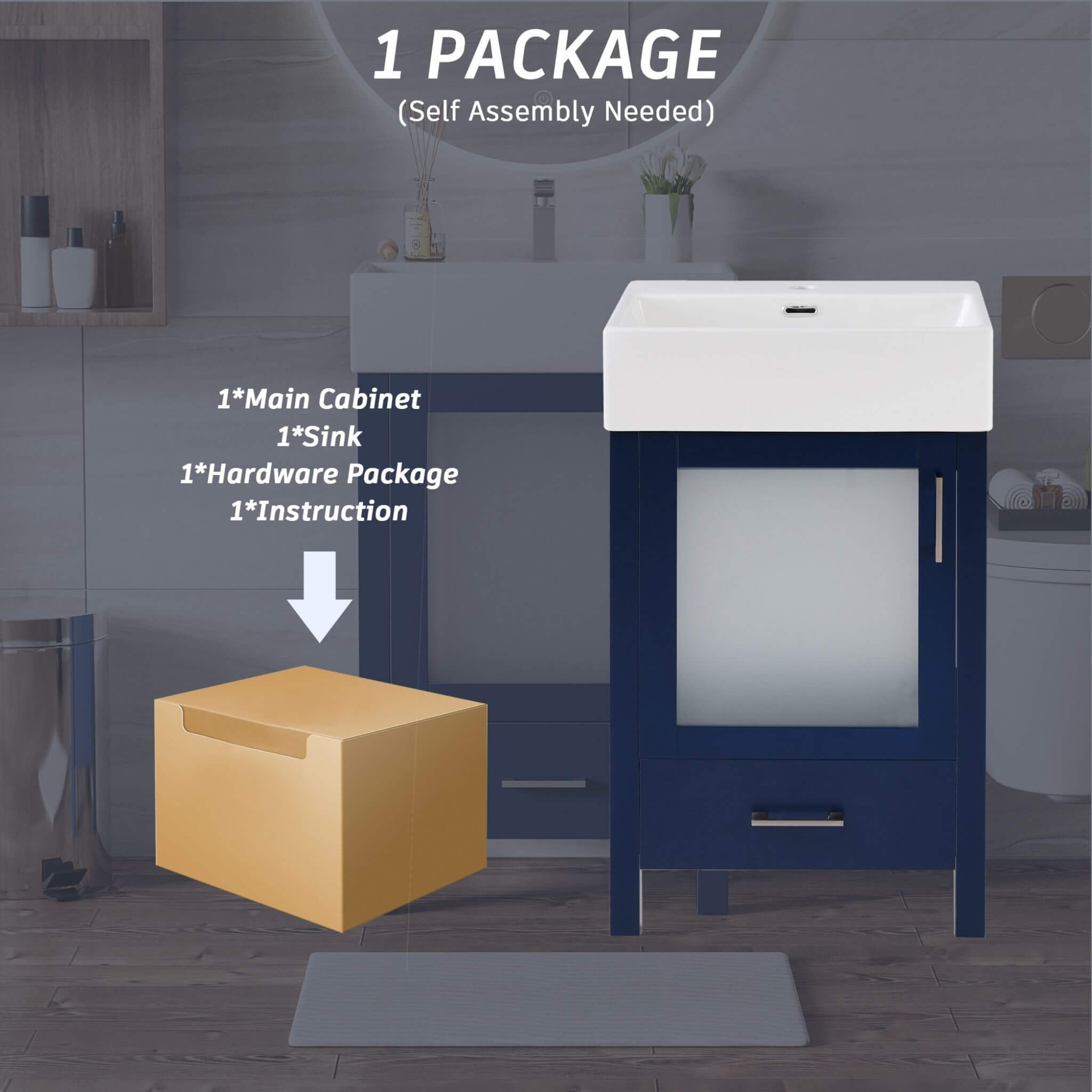 Alora 20-Inch Modern Bathroom Vanity With Ceramic Sink And Storage Cabinet (SAK39851)