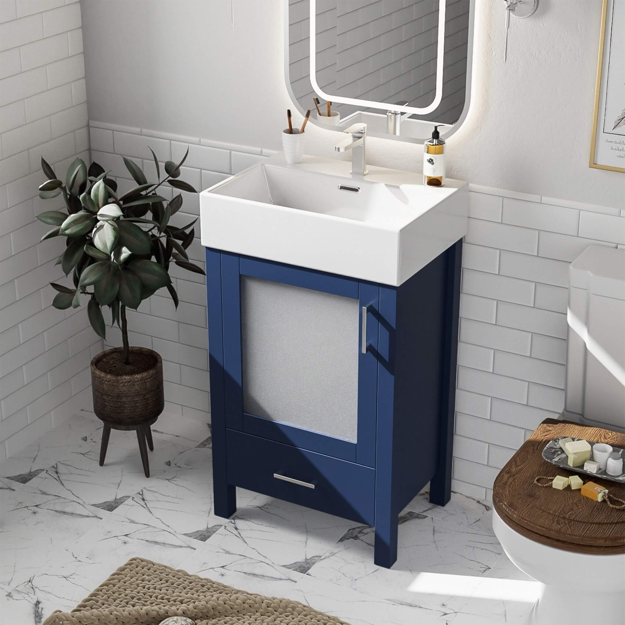 Alora 20-Inch Modern Bathroom Vanity With Ceramic Sink And Storage Cabinet (SAK39851)