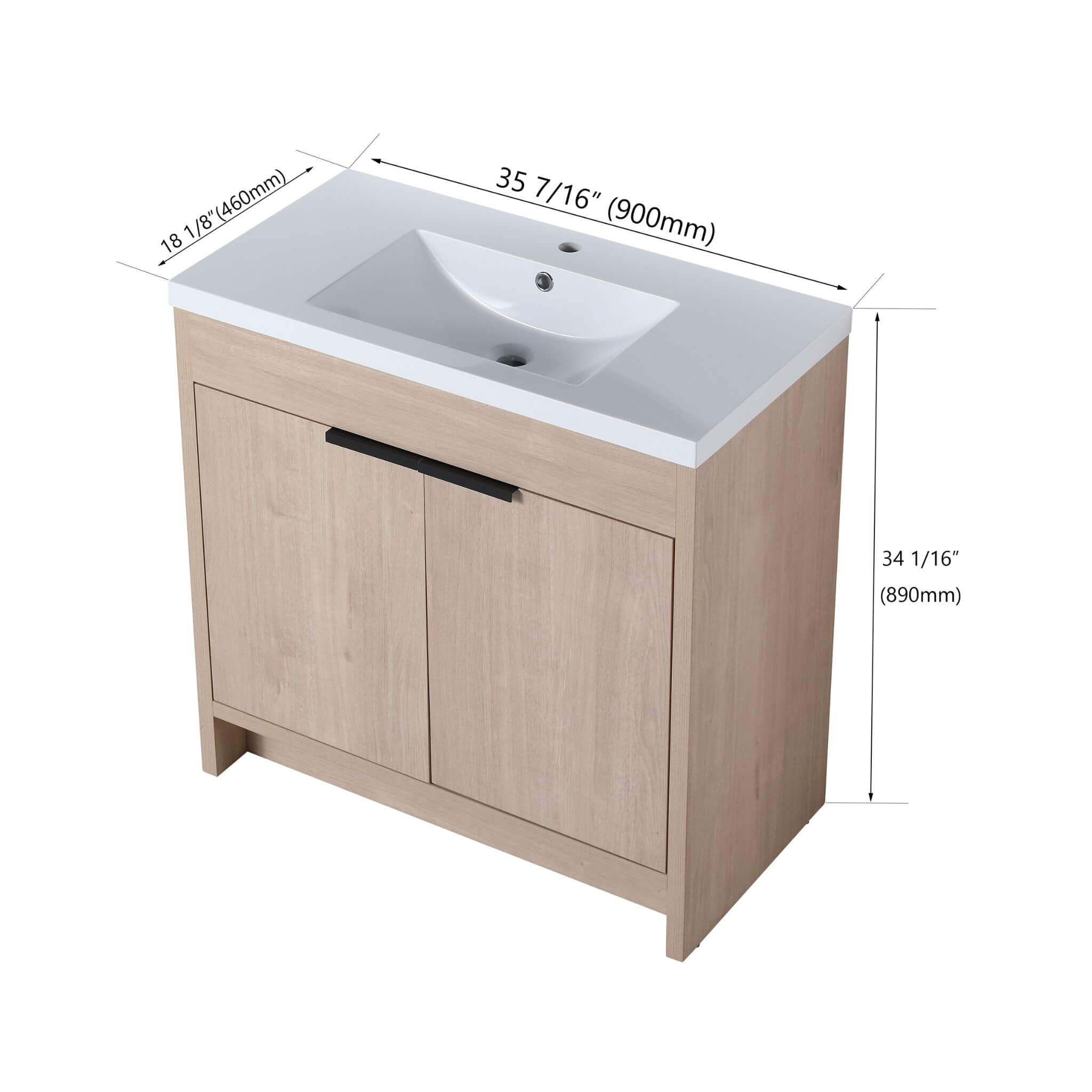 Alora 36-Inch Freestanding Bathroom Vanity With White Resin Sink (SAK92710)