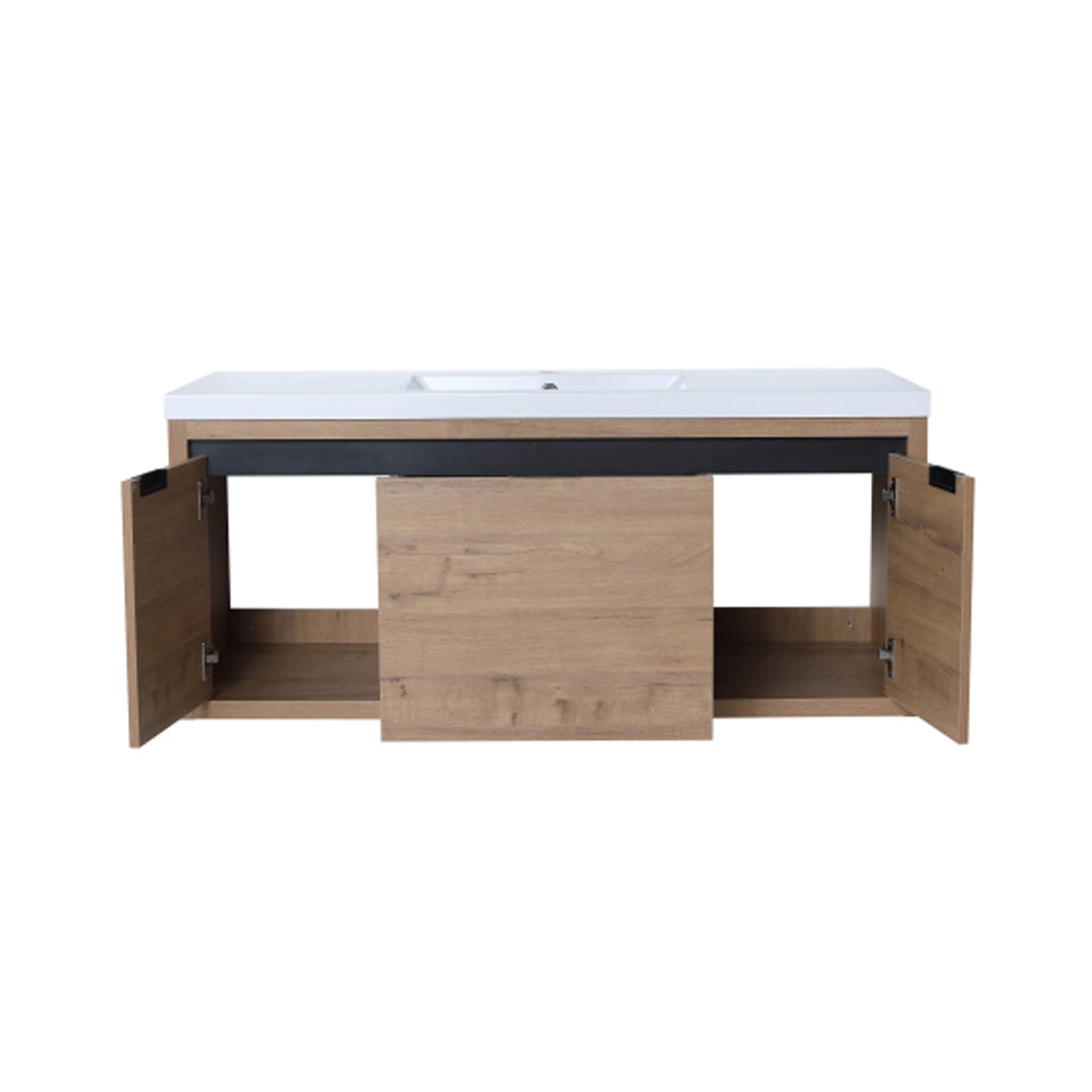 Alora Floating Walnut Bathroom Vanity With Resin Sink Soft Close Doors (SAK62941)