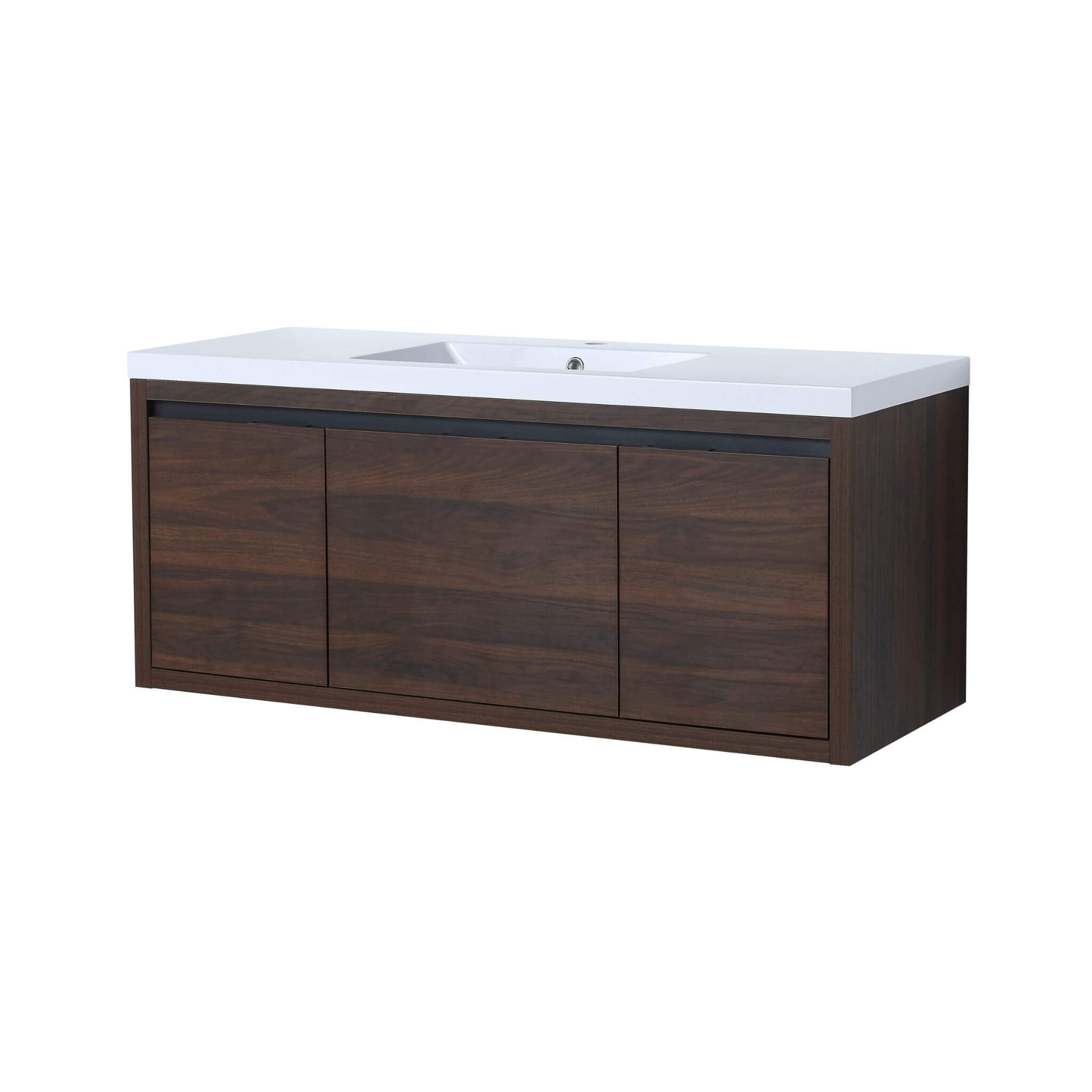 Alora Floating Walnut Bathroom Vanity With Resin Sink Soft Close Doors (SAK62941)
