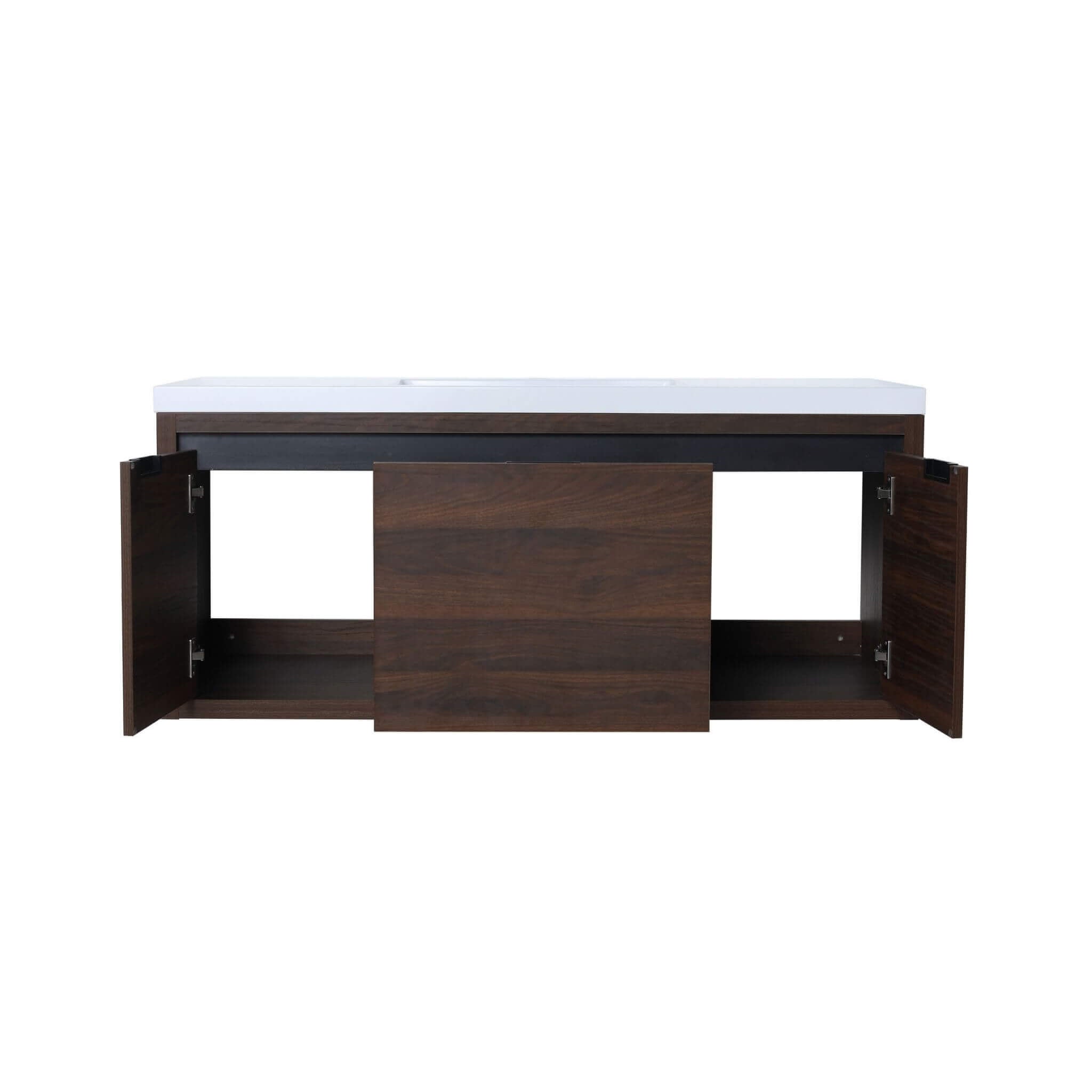 Alora Floating Walnut Bathroom Vanity With Resin Sink Soft Close Doors (SAK62941)