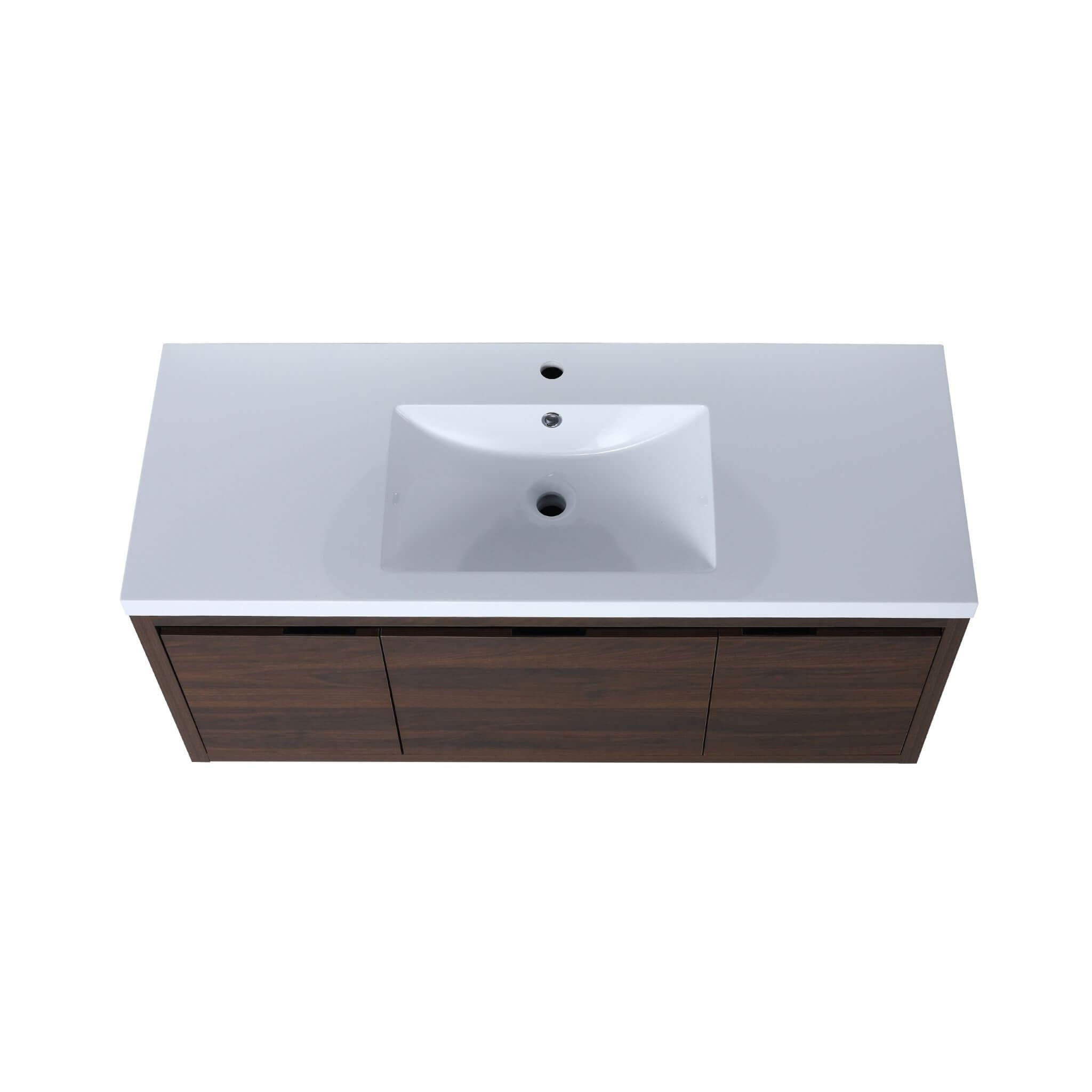 Alora Floating Walnut Bathroom Vanity With Resin Sink Soft Close Doors (SAK62941)