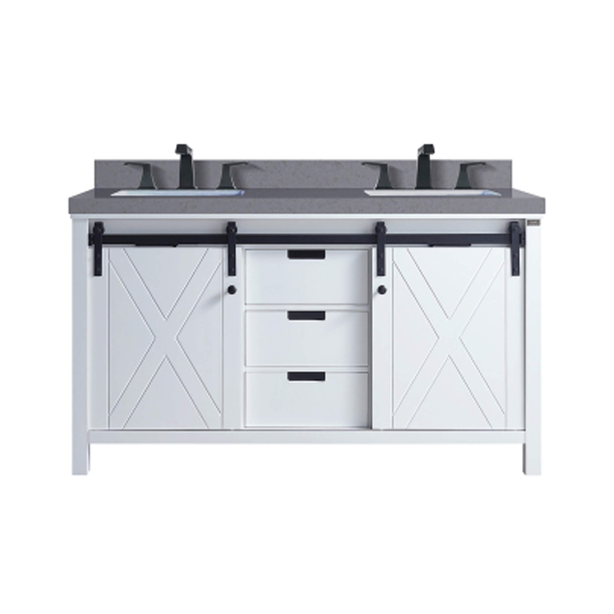 Alora White Bathroom Vanity With Gray Quartz Top And Faucet Set (SAK19470)
