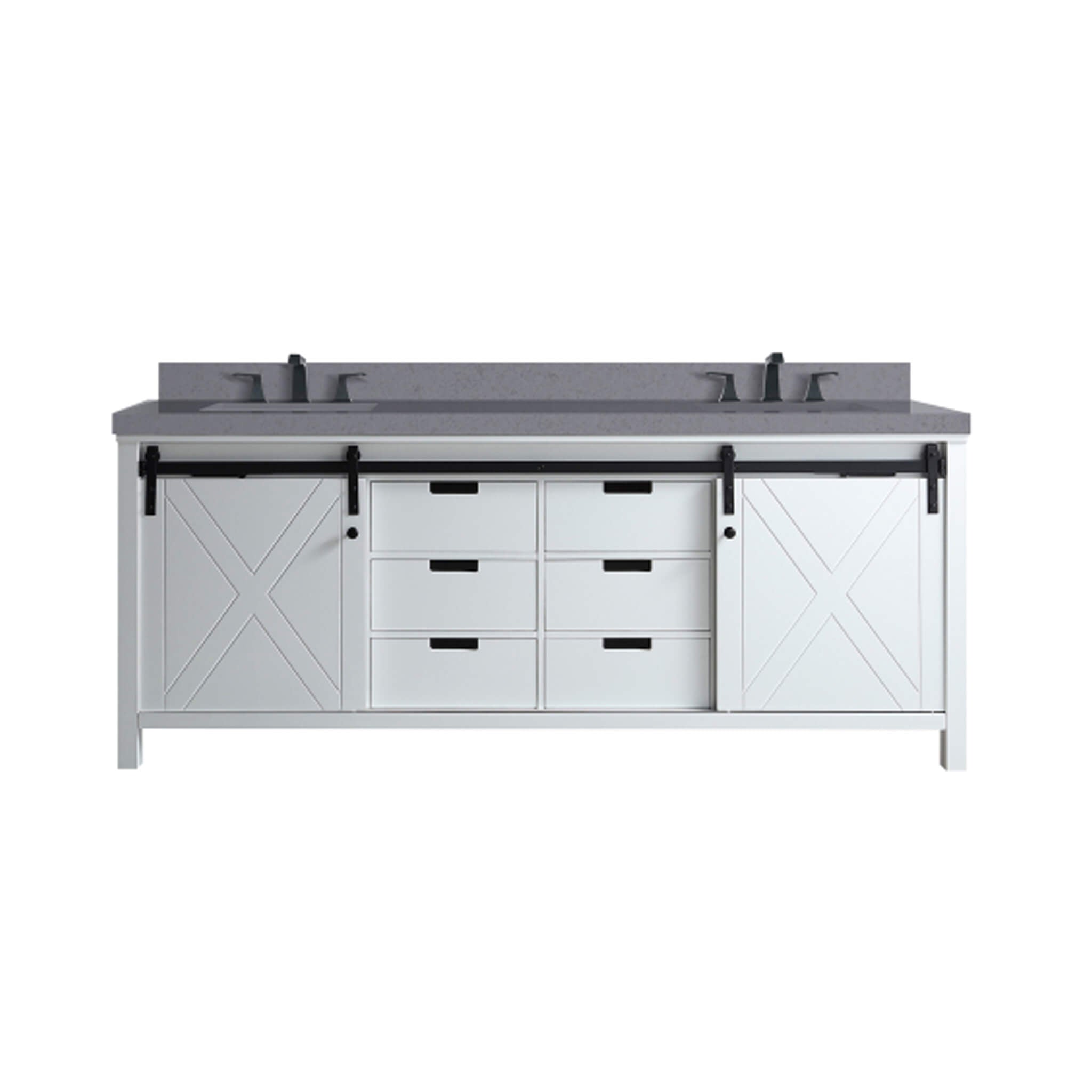 Alora White Bathroom Vanity With Gray Quartz Top And Faucet Set (SAK19470)