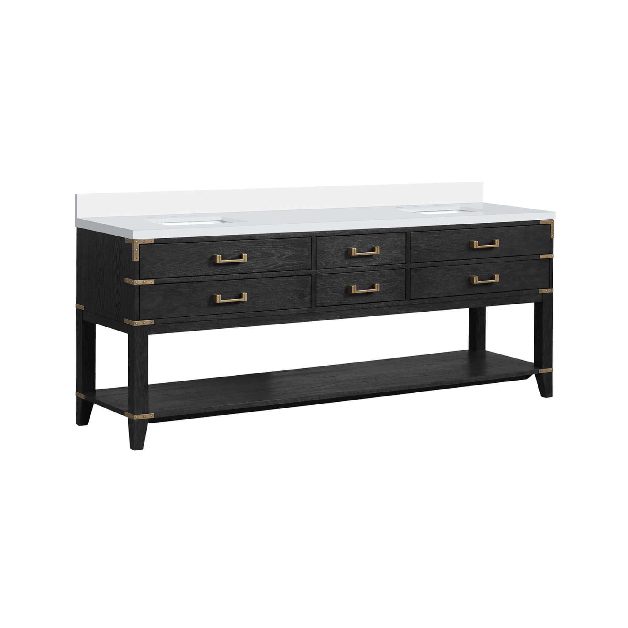 Alora 84-Inch Black Oak Double Bathroom Vanity With White Quartz Top (SAK43761)