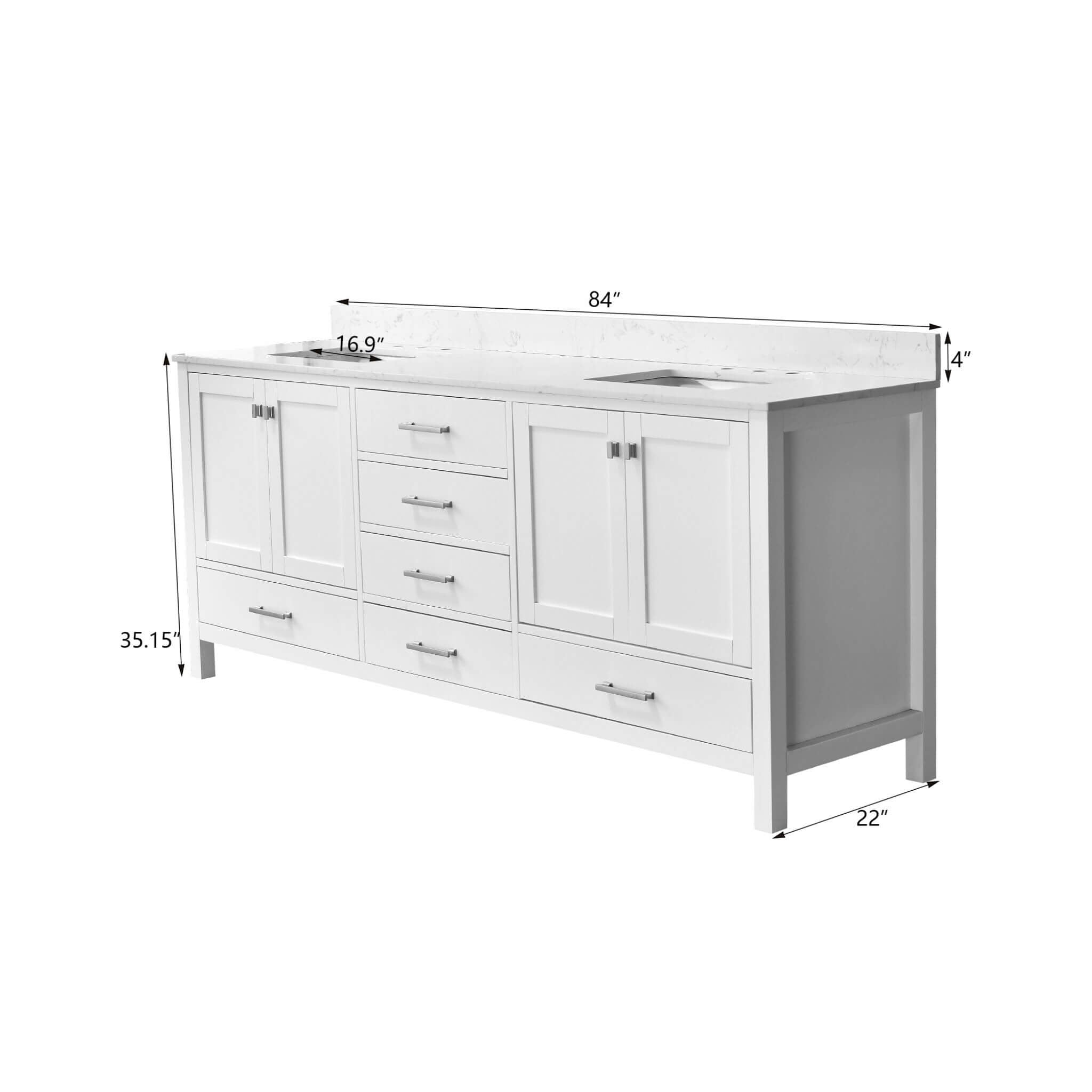 Alora 84-Inch Double Basin Freestanding Bathroom Vanity With Solid Wood Frame [No Faucet] (SAK81794)