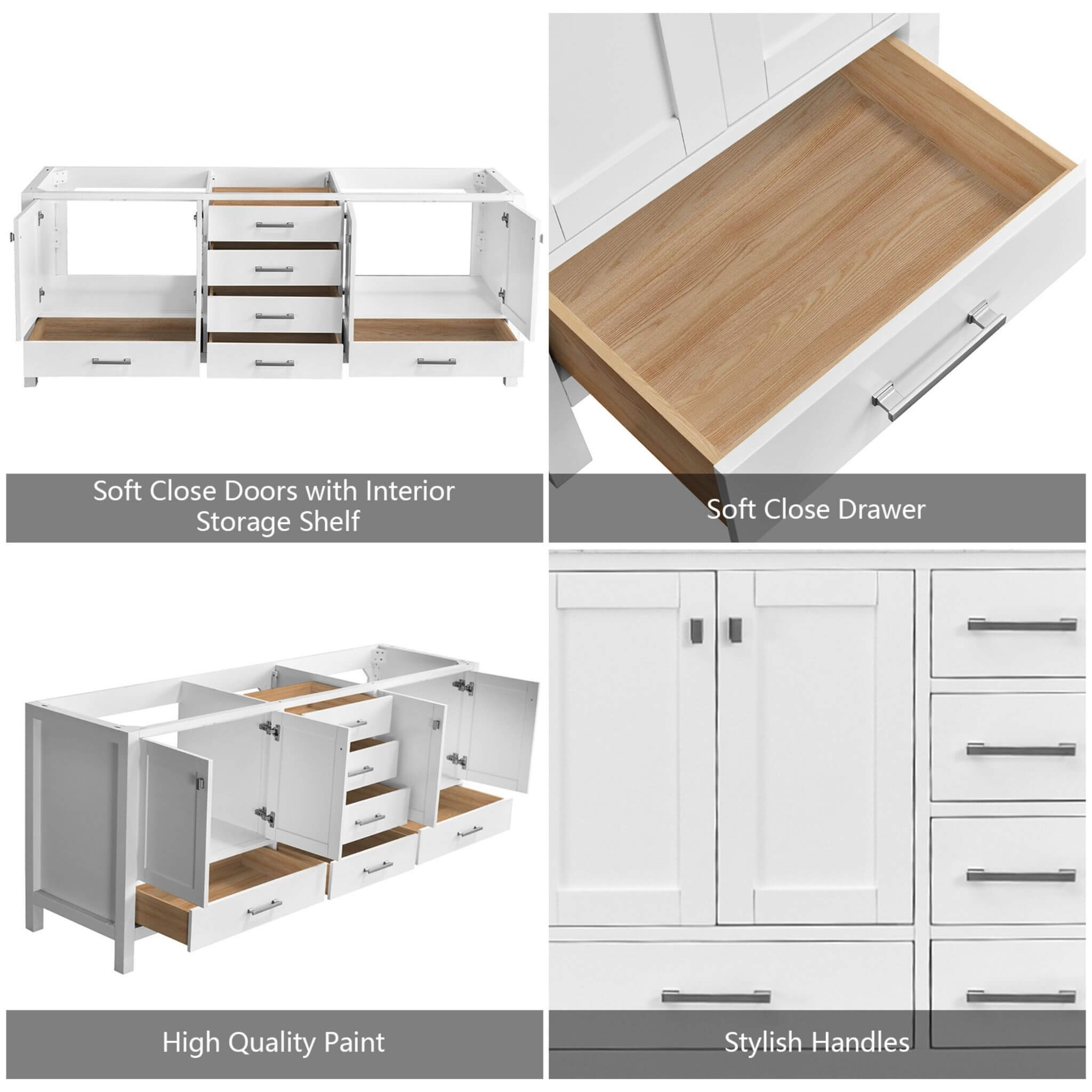 Alora 84-Inch Double Basin Freestanding Bathroom Vanity With Solid Wood Frame [No Faucet] (SAK81794)